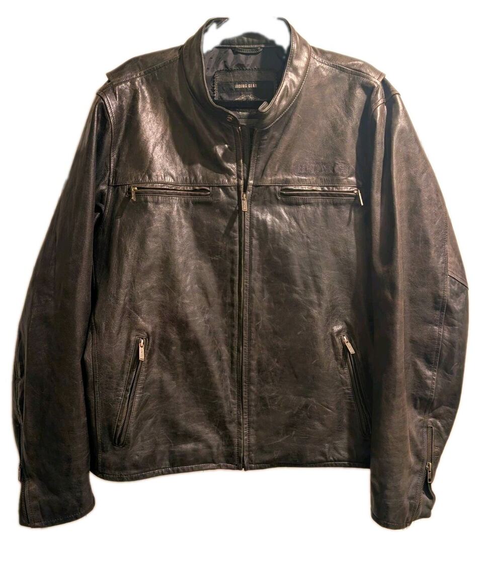 Harley-Davidson Riding Gear Black Leather Motorcycle Jacket, Men's XL